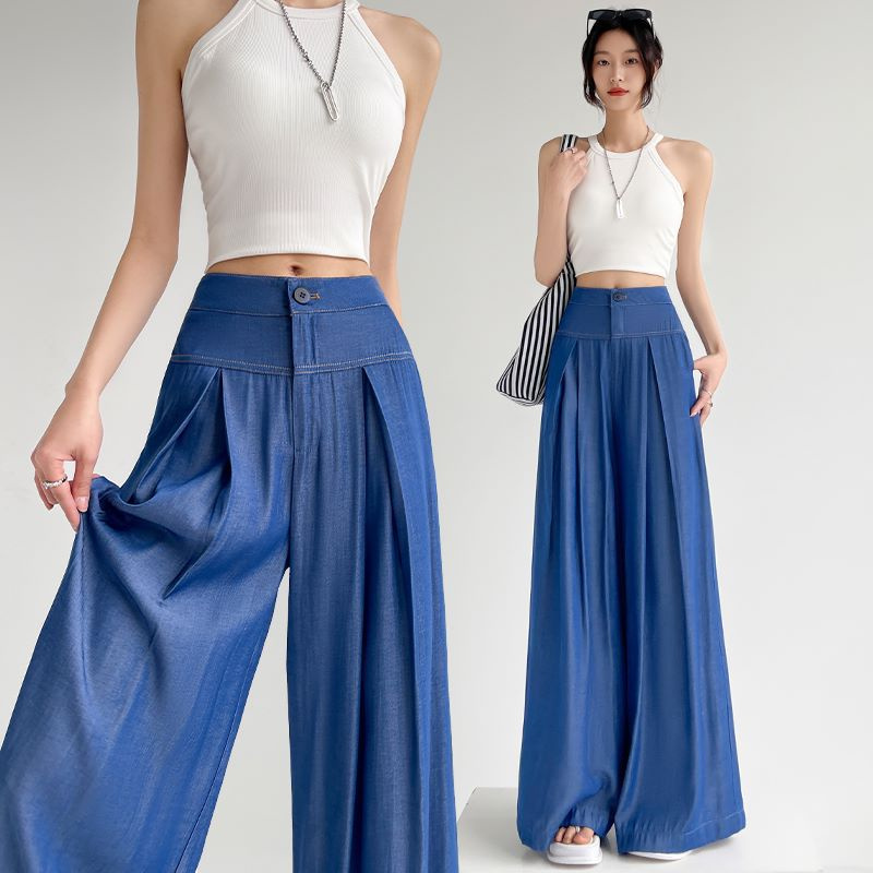 Jean Denim à Jambes Larges pour Femme, Taille Haute, Mince, Décontracté, Élégant, 3 Longueurs, Printemps Été