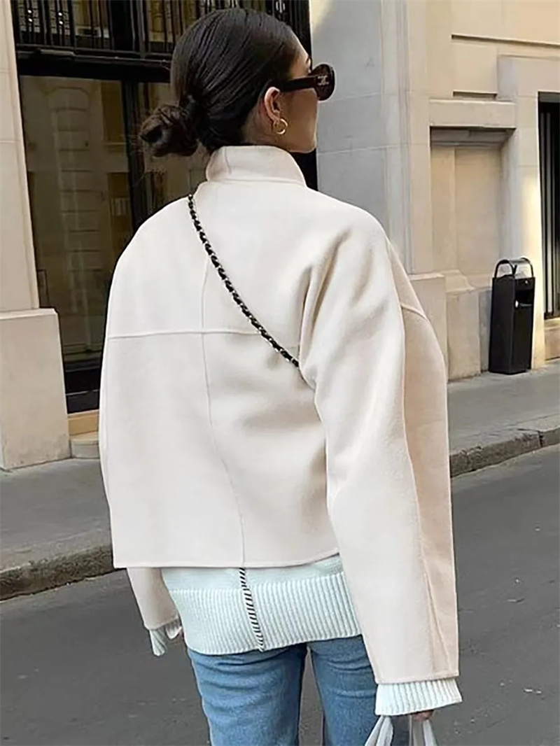 Manteau d'automne pour femmes, beau tempérament ample, veste Cardigan, manteau de tempérament, manches longues, manteau court en laine