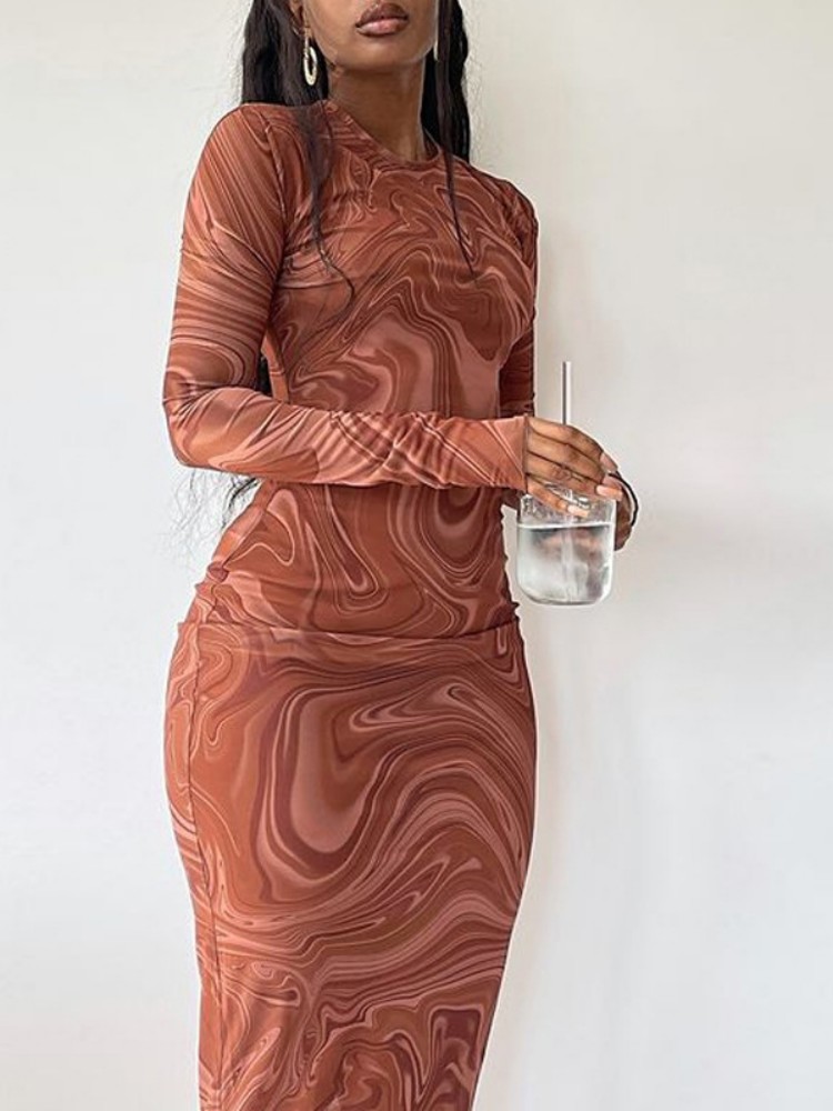 Robes De soirée moulantes à manches longues pour femmes, vêtements De soirée, col rond, mi-mollet, Sexy, tenues une pièce, Streetwear