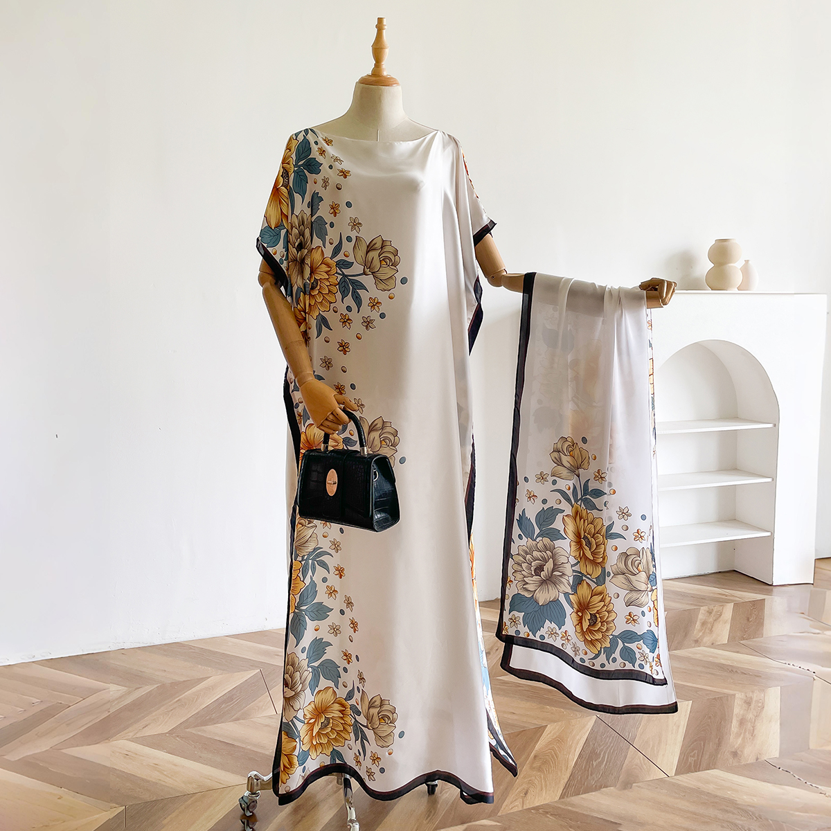 Robe africaine à manches courtes pour femmes, nouvelle mode africaine, motif coloré, dubaï, été, soie véritable, impression douce, ample, Tradition musulmane, 2025