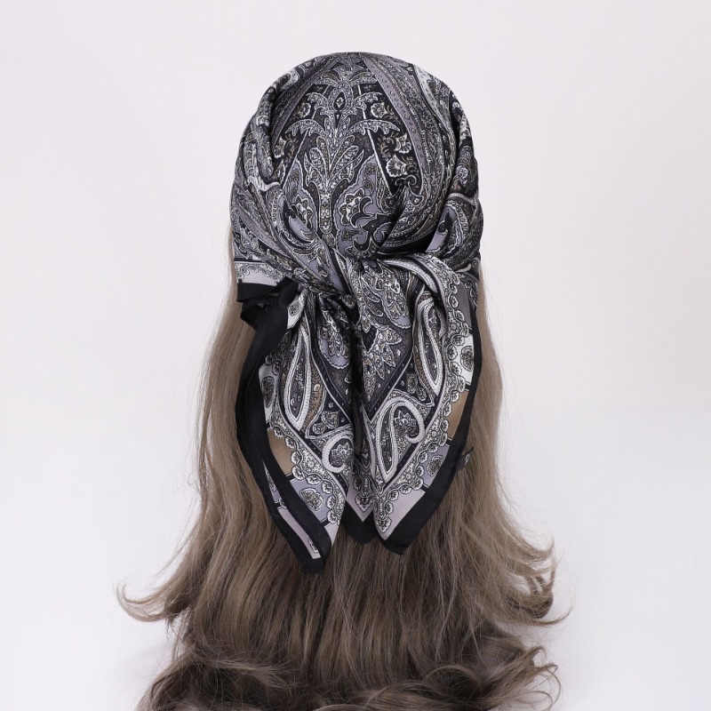 Nouveau Paisley pied-de-poule imprimé carré écharpe couleur café mince lisse cou écharpe Style Vintage crème solaire foulard pour les femmes