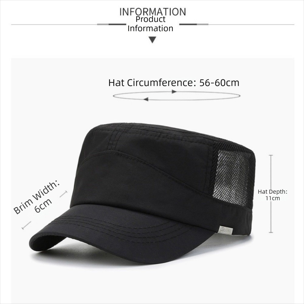 Casquette décontractée en maille à dessus plat, séchage rapide, respirante, protection solaire, légère, réglable, pour sports de plein air