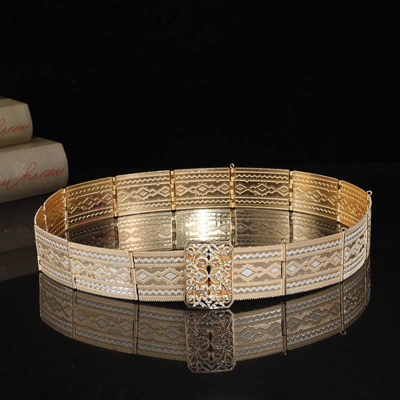 Ceinture Caftan Marocaine en Métal Sculpté pour Femme, Bijoux de Taille Exquis pour Robe de Mariée