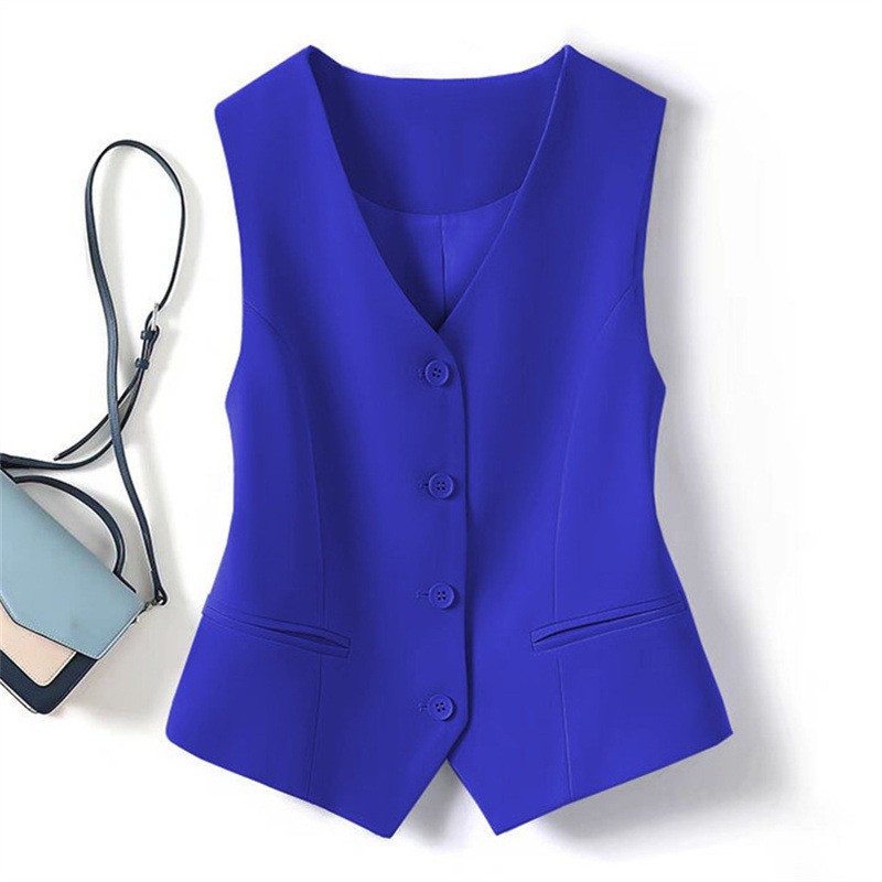 Gilet court ajusté à simple boutonnage et col en v pour femmes au printemps et en automne, peut être porté à l'extérieur ou à l'intérieur