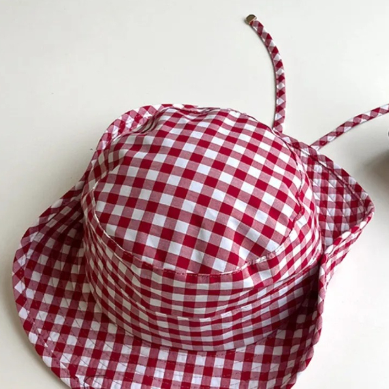 Chapeaux Bob Vintage à Carreaux pour Femme, Polyvalents, Style Pêcheur avec Lacets, Grande Bordure, Protection Solaire UV pour l'Été