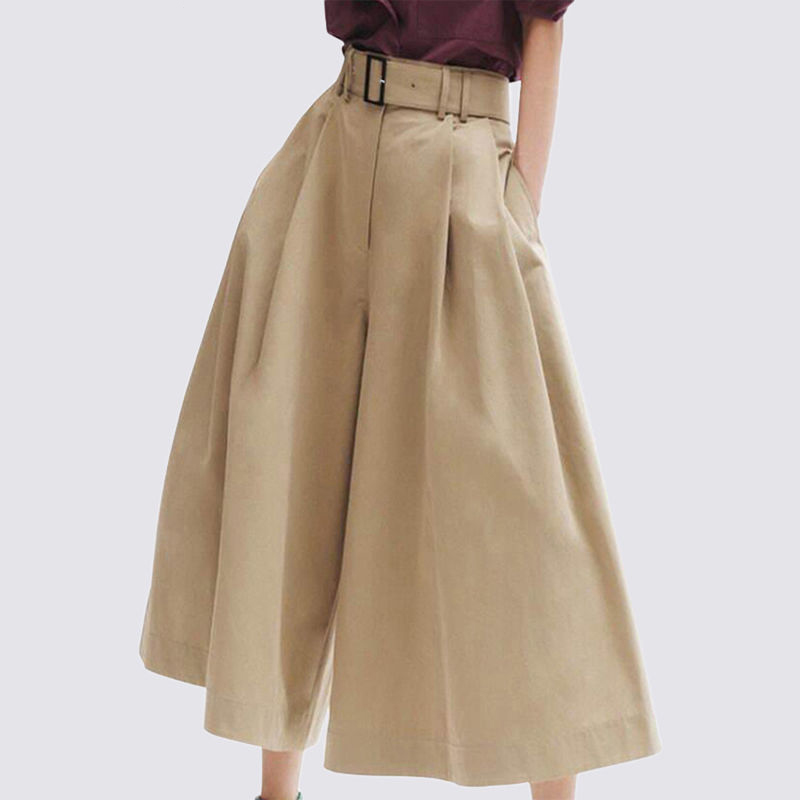 Pantacourt à jambes larges pour femmes, mode coréenne, ceinture élégante, design Y2K, vintage, taille haute, été