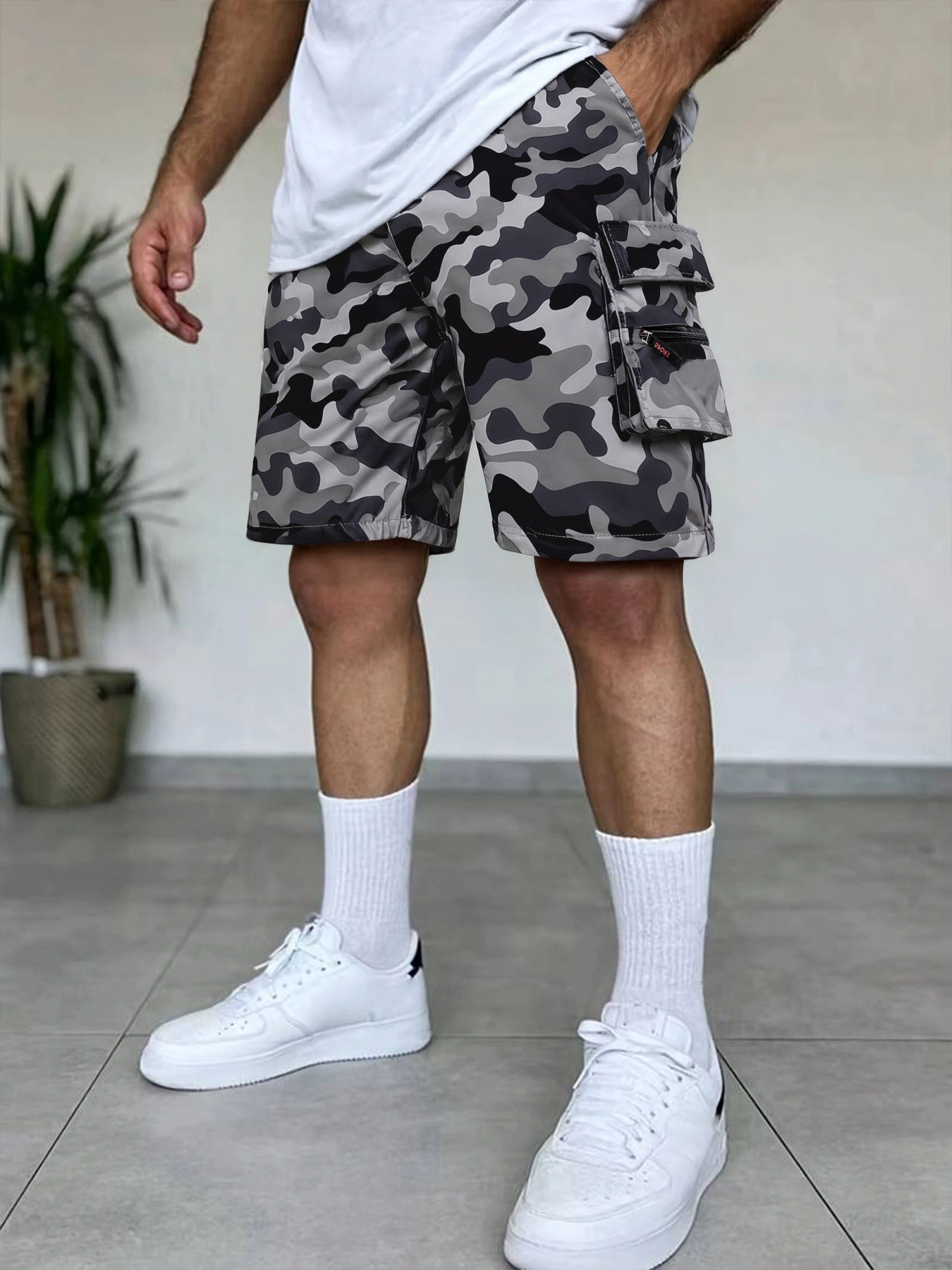Short Cargo d'été pour hommes, ample, décontracté, taille élastique, Jogging en plein air, tactique, multi-poches, pantalon court de travail et de randonnée