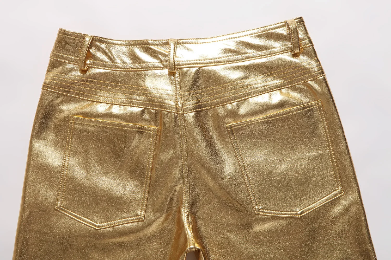 Pantalon long de performance doré pour homme, tenue de fête, pantalon argenté, streetwear, salopette