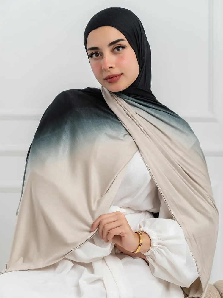 Nouveau Hijabs en Jersey dégradé Double face pour femmes, écharpe en coton pour femmes, enveloppes et châles, bandeau musulman, Turban islamique