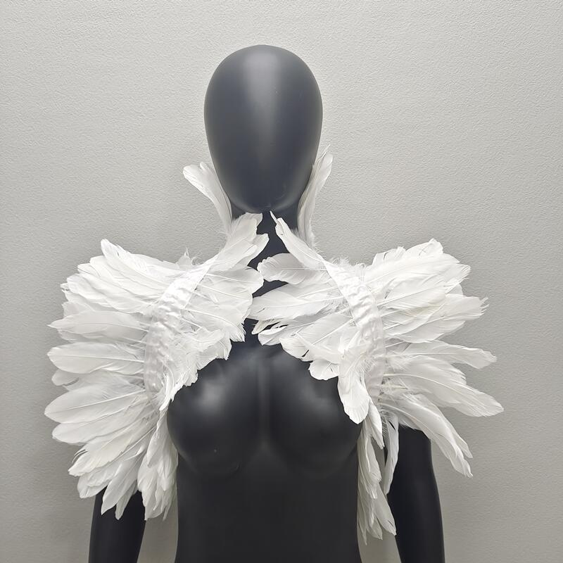Châle de ixde Mariage pour Femme et Enfant, Robe, Cape, Écharpe Blanche, Plumes de Cosplay, Snood d'Halloween, Style Gothique, Fourrure, Y2k