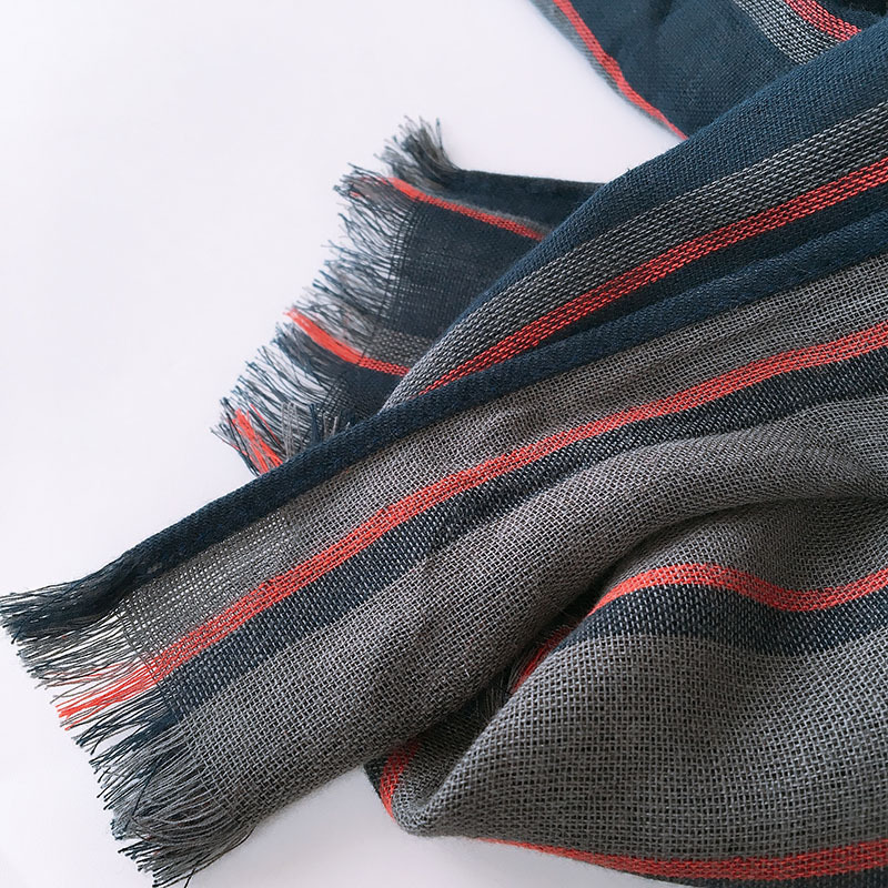 Écharpe d'affaires décontractée en coton pour hommes, rayée bleue, étendue de 2.2M, automne et hiver