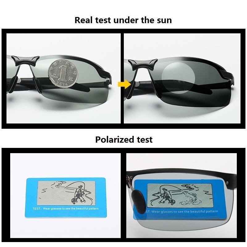 Lunettes de soleil polarisées photochromiques pour hommes, lunettes de conduite et de pêche, lunettes caméléon qui changent de couleur, vision de jour et de nuit, protection UV400