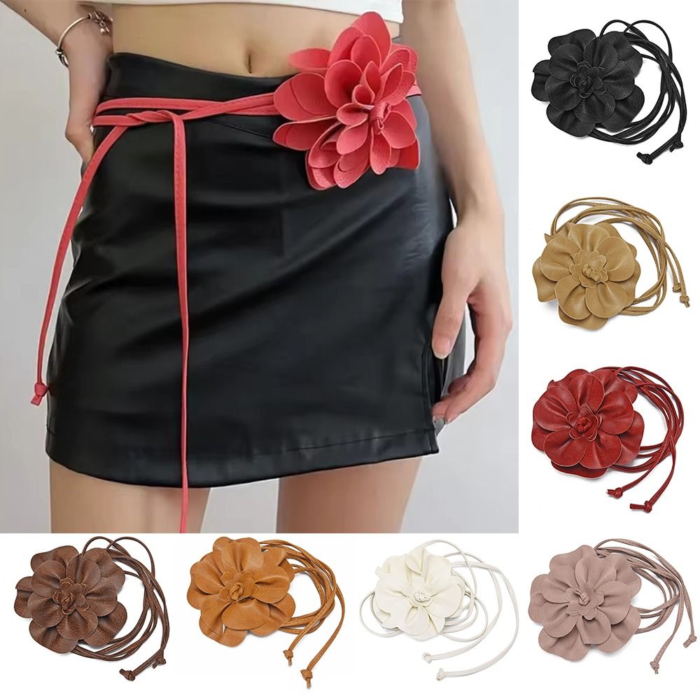 Ceintures en cuir PU à fleurs, décoratives, de luxe, chaînes de taille florales, ceintures DIY pour femmes, dames, filles