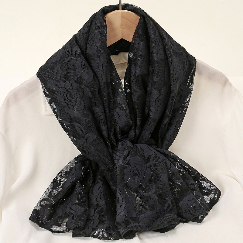 Écharpe en dentelle rose pour femme, longue serviette, hijab musulman, châles, enveloppes longues, voyage, été, protection solaire, rayons UV, cape dames, turban élégant
