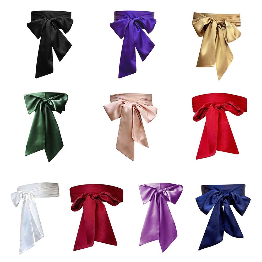 Femmes robe haut nœud papillon ceinture taille nœud Corset Satin soie large taille ceinture tissu ruban Cummerbunds à lacets taille sangle
