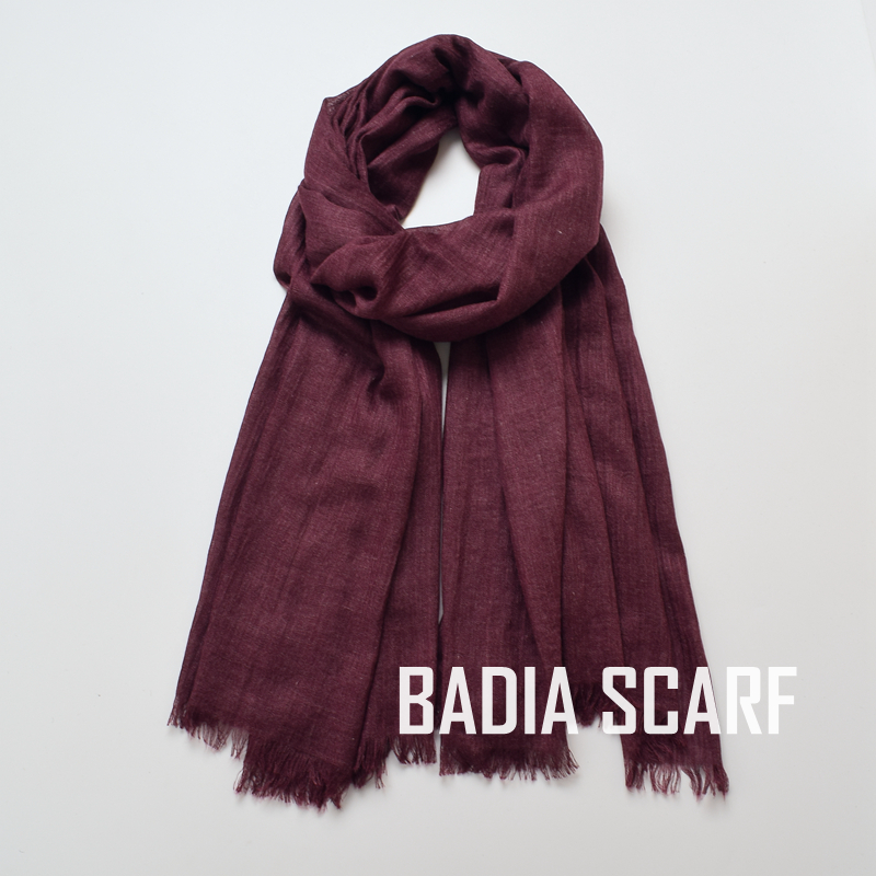 Maxi Hijab uni pour femme, châle doux effet coton froissé 105*190cm, léger avec franges, foulard de tête