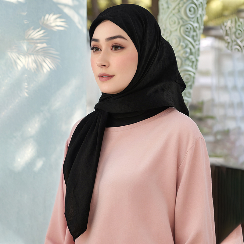 Foulard carré froissé solide pour femme musulmane, châle Hijab, bandeau à la mode, écharpe pour cheveux, Turban islamique, Bandana 90x90cm