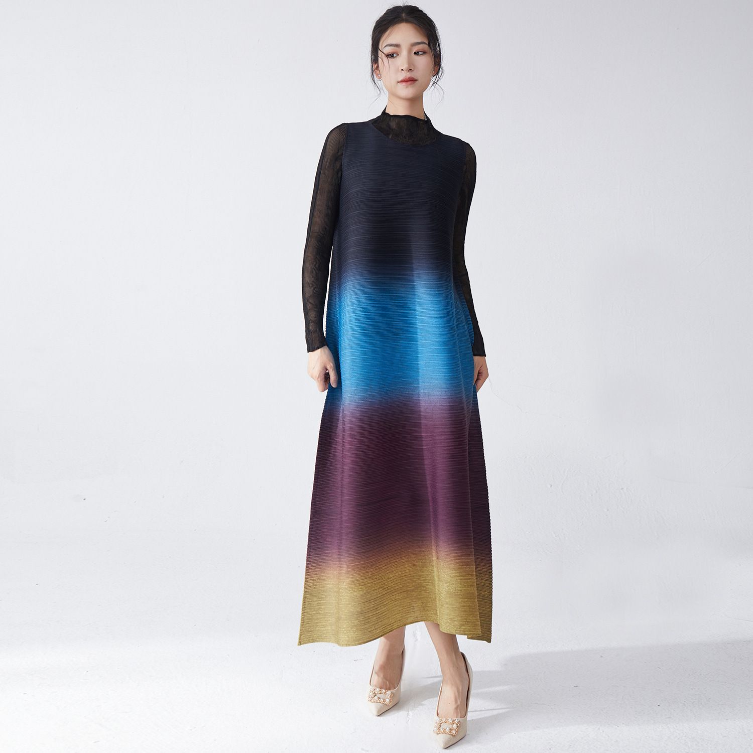 Robe haut de gamme pour femmes, nouveaux modèles, changement progressif, sans manches, ample, longue, tendance, 2025