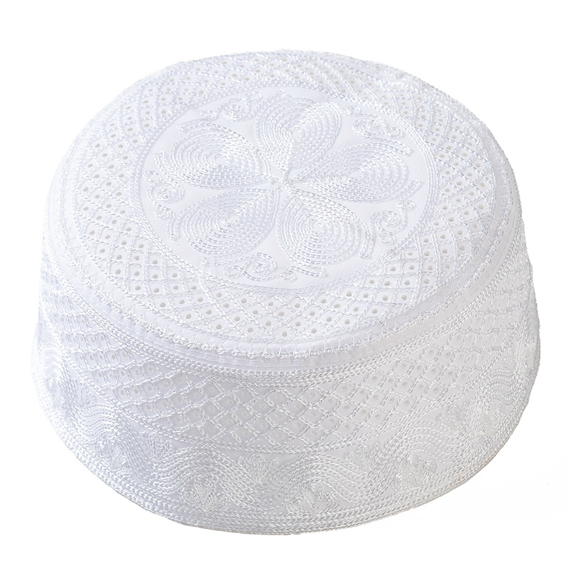 Casquette de prière brodée à dessus plat en maille respirante pour hommes et adultes, chapeau islamique de Style saoudien, casquette de trajet décontractée à la mode