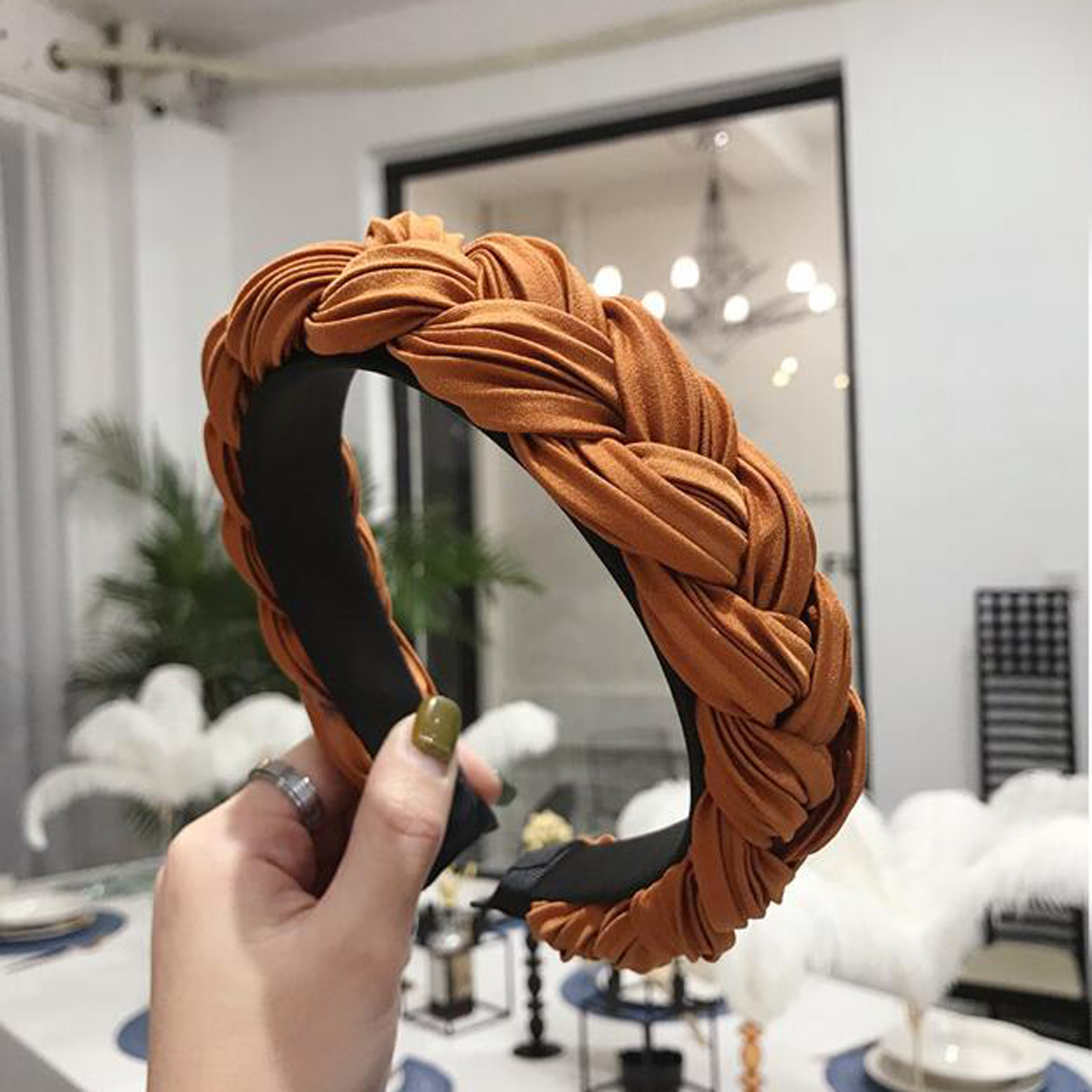 Nouvelle mode femmes bandeau noeud croisé tresse bandeau adulte automne hiver chapeaux large côté Turban cheveux accessoires