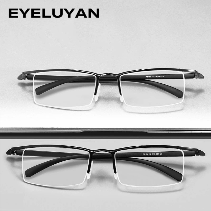 EYELUYAN demi-jante métal lunettes cadre pour hommes lunettes mode Cool optique-lunetterie homme lunettes Prescription cadre P8190