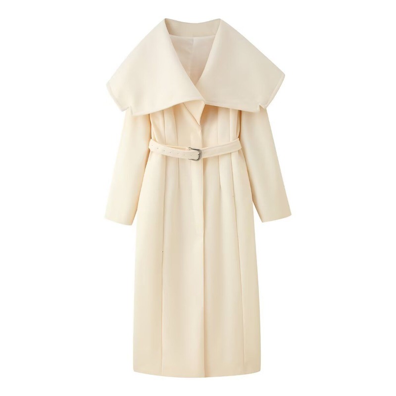 Automne et hiver vêtements pour femmes mode tempérament revers avec ceinture longue manteau en laine veste design sens polyvalent