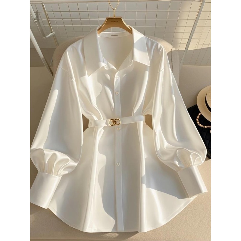 Vêtements pour femmes début automne Blouses blanches nouvelles chemises françaises haut de gamme Design de luxe dessus de chemise blanc Style Mature léger