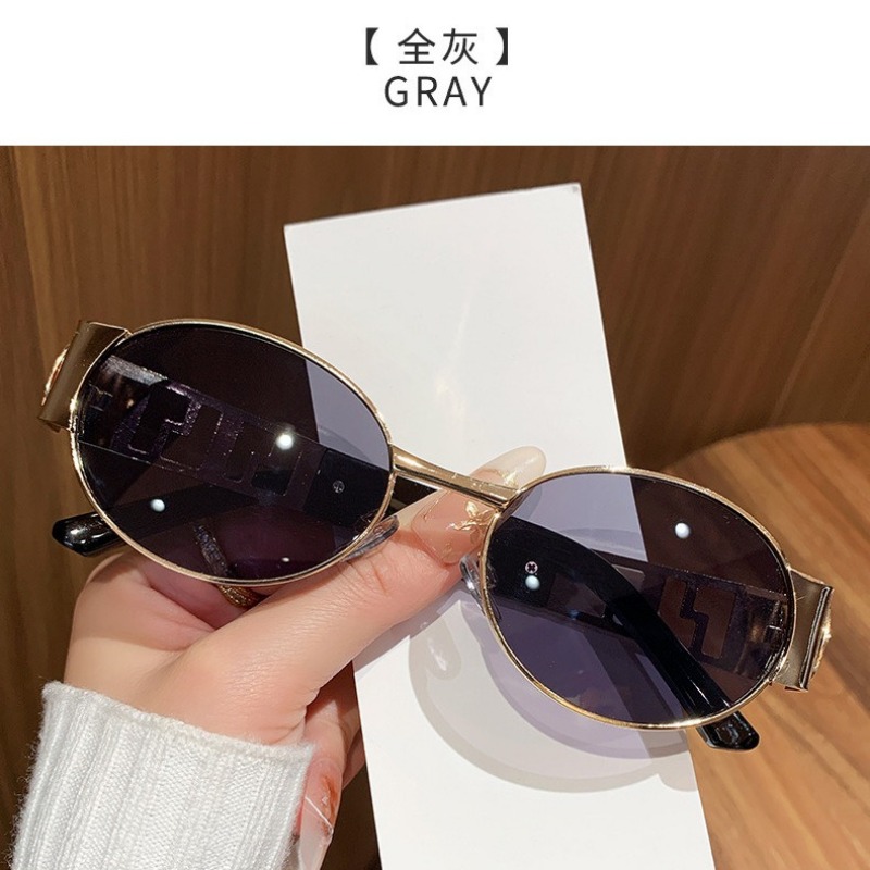Lunettes de soleil de luxe en métal pour hommes et femmes, lunettes de créateur unisexes, lunettes de mode ovales, lunettes vintage pour femmes