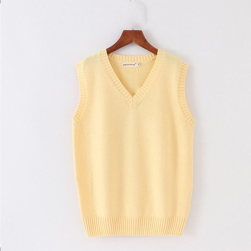 Pull sans manches pour femmes et hommes, col en v, étudiants Preppy, garçons et filles, classique, tricoté, mode coréenne rétro, printemps