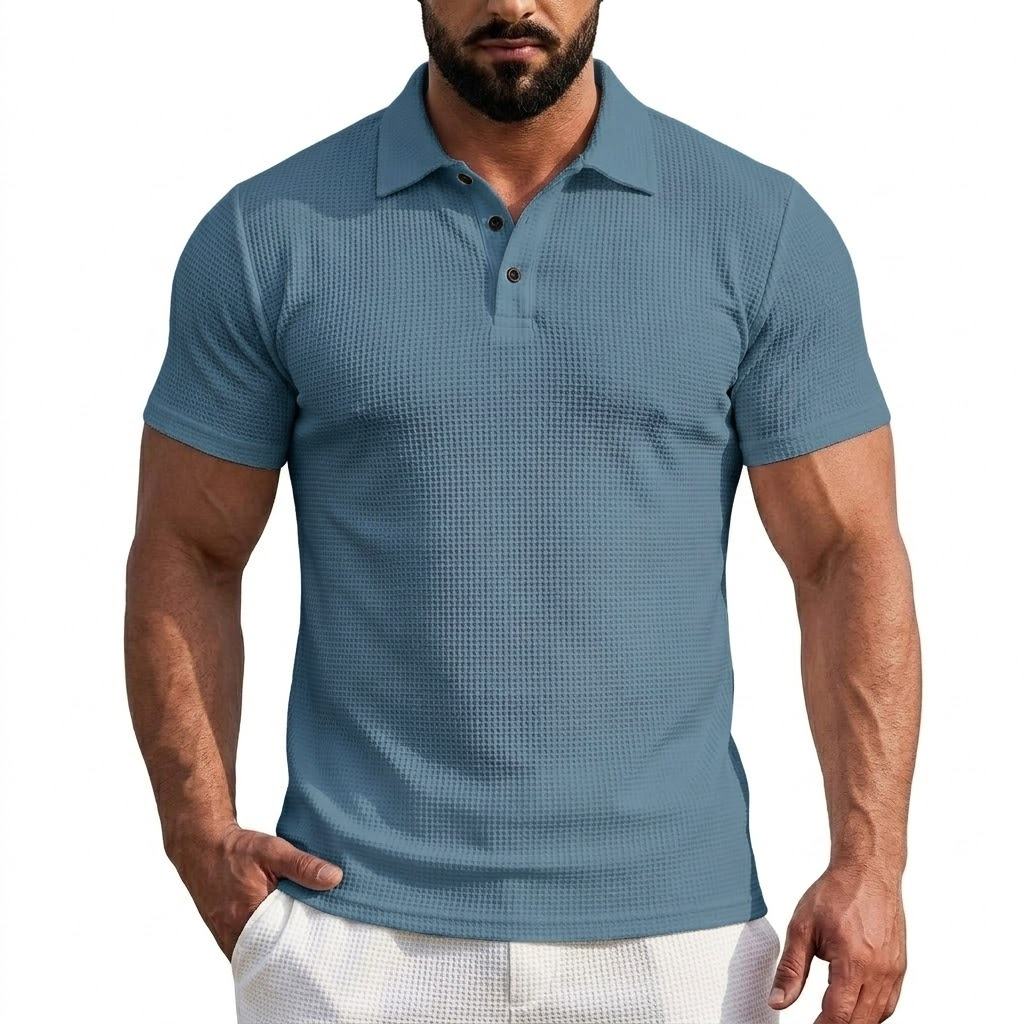 Polo homme en soie glacée à manches courtes, col revers, couleur unie, léger, séchage rapide, pour l'été, la gym et le streetwear