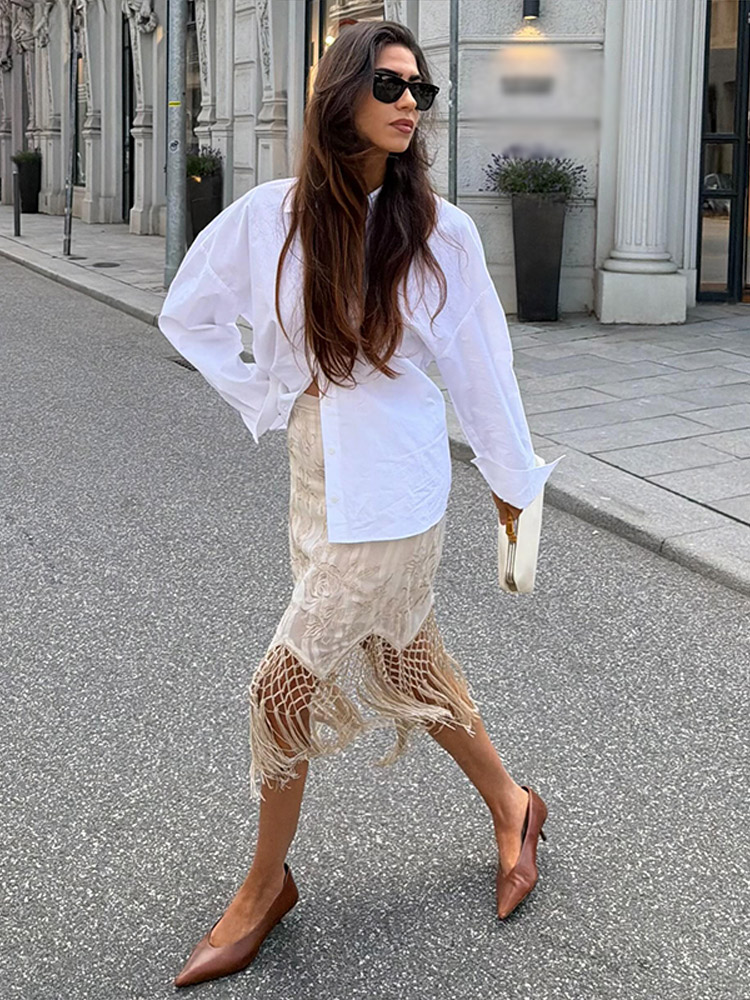 Jupe mi-longue en satin à imprimé floral pour femme, taille haute, fendue, droite, élégante, décontractée, chic, estivale, amincissante, style streetwear pour femmes