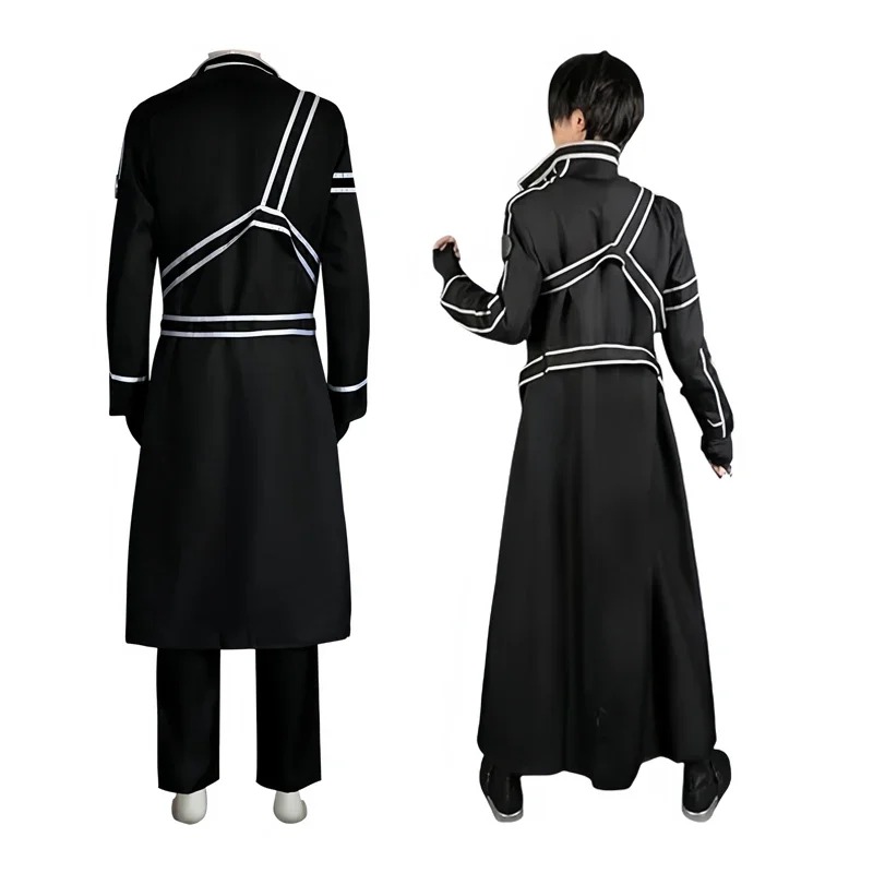 Costume de cosplay Anime Sword Kirito Kazuto Kirigaya : veste, chemise, pantalon, tenue de fête d'Halloween pour hommes