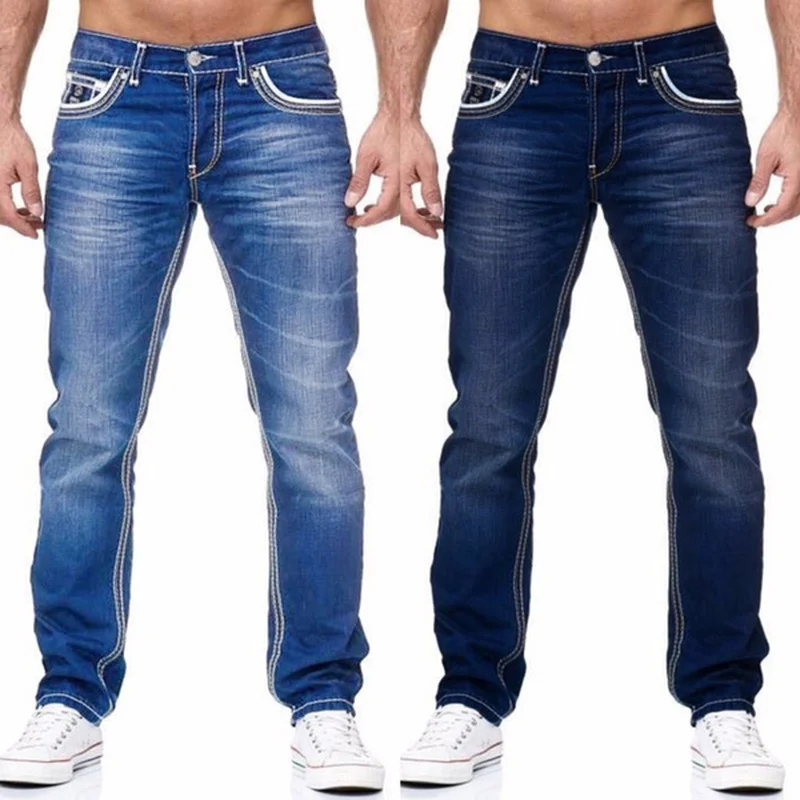 Jean droit hommes lavé sans trou Jean printemps été petit ami Jean Streetwear ample Cacual concepteur Long Denim pantalon pantalon