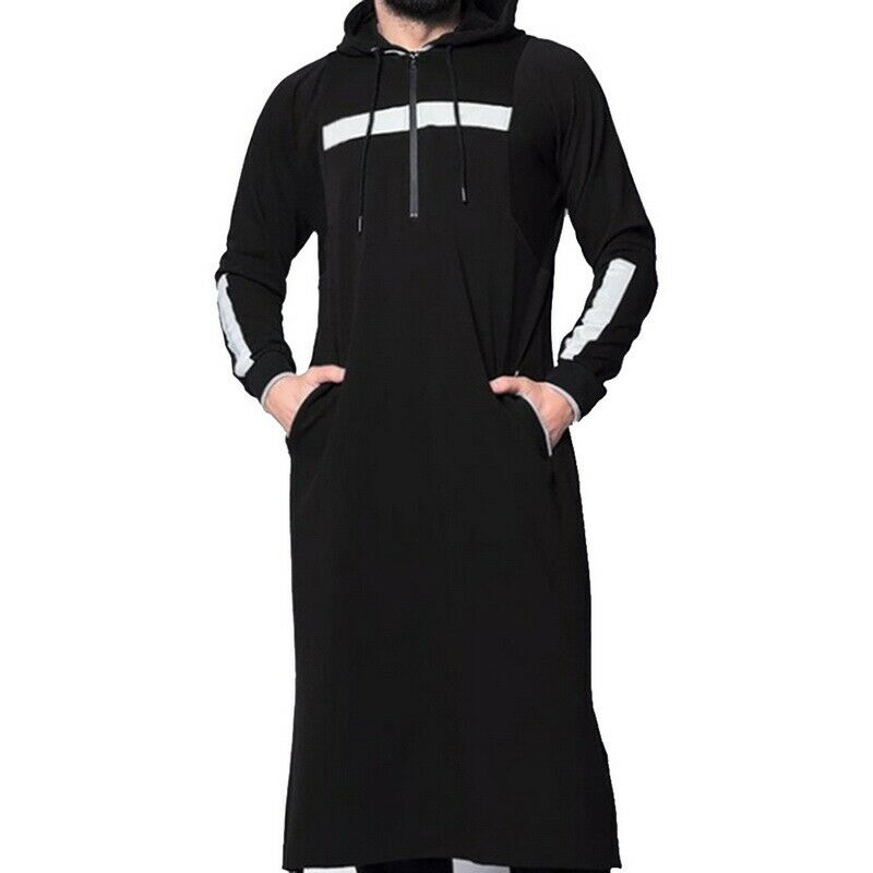 Abaya musulman pour hommes, caftan islamique, Costume arabe à capuche pleine longueur