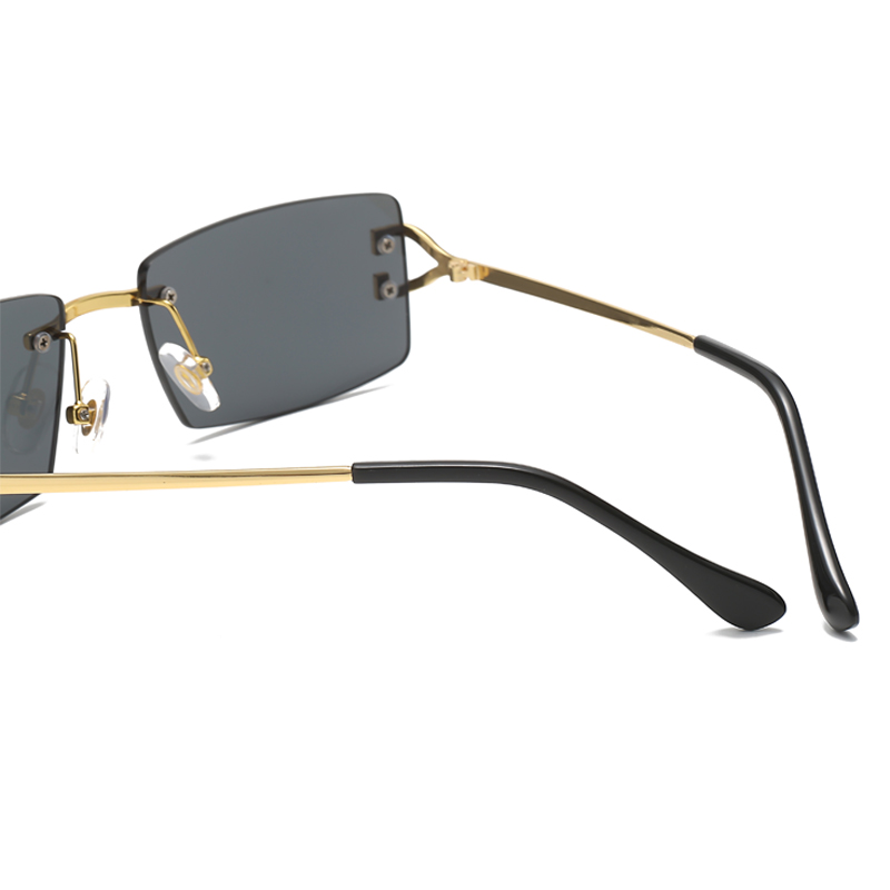 Lunettes de soleil carrées sans monture pour femmes, Europe et états-unis, lunettes modernes à la mode avec lunettes de soleil à la mode street shot