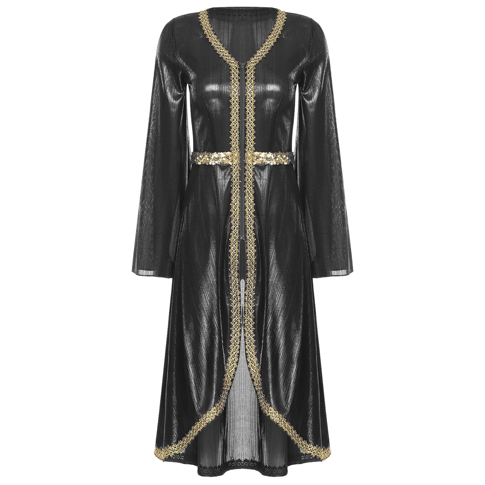 Femmes musulmanes Abaya robe Thobe à manches longues taille haute broderie Caftan robe islamique dubaï marocain caftan fantaisie Eid robe