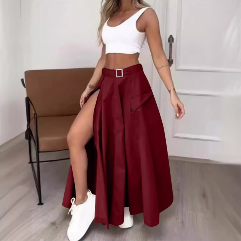 Jupes élégantes pour femmes vêtements tendance 2025 décontracté printemps été mode taille haute poches zippées irrégulières femme jupe longue