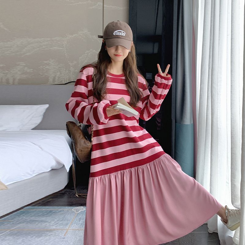 Robe mi-longue mi-longue pour femmes enceintes, nouvelle collection automne 2024, rétro, ample, preppy
