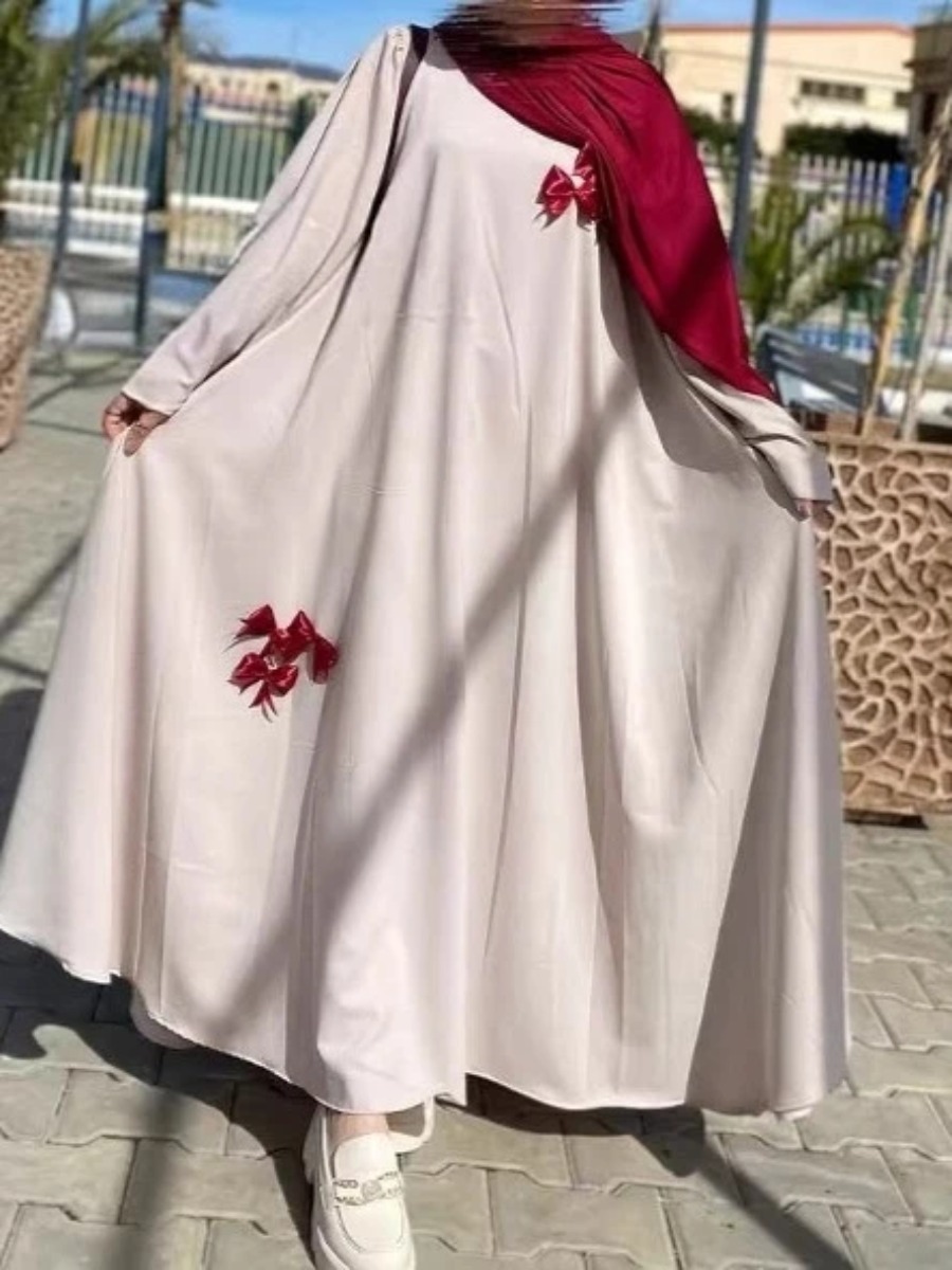 Eid Abaya femmes Robe de soirée nœud musulman à manches longues Jalabiya Ramadan robes longues modestes robes Largos caftan arabe longue Robe
