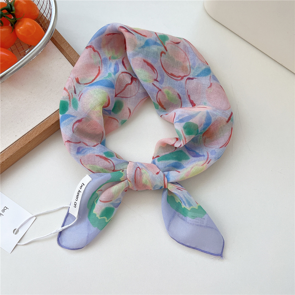 55cm fleur imprimé fleuri carré écharpe foulard mode foulards foulard Bandanas foulard cheveux ruban accessoires pour les femmes