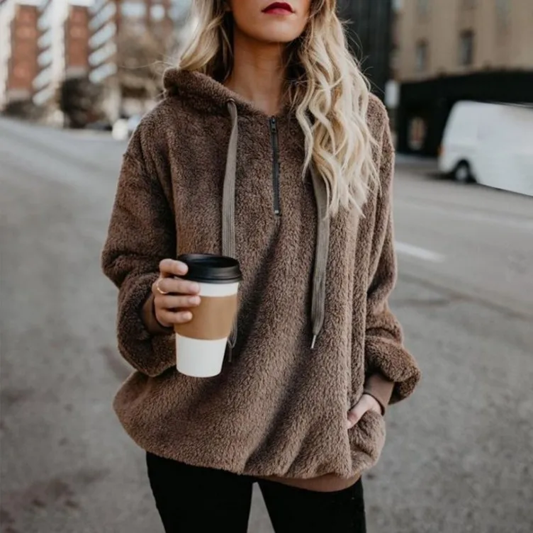 Pull à capuche à manches longues pour femmes, manteau monochrome, tendance de la mode