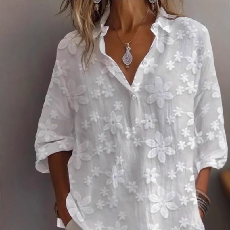 Chemisiers à la mode pour femmes, Simple et décontracté, couleur unie, col en v, chemise à manches courtes, nouvelle collection printemps automne, chemises blanches pour femmes