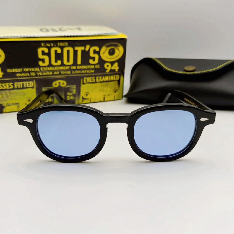 Lunettes de Soleil Bleues Polarisées pour Homme et Femme, Style Johnny Depp LemRish, Marque de Luxe, Vintage, Monture en Acétate, Vision Nocturne
