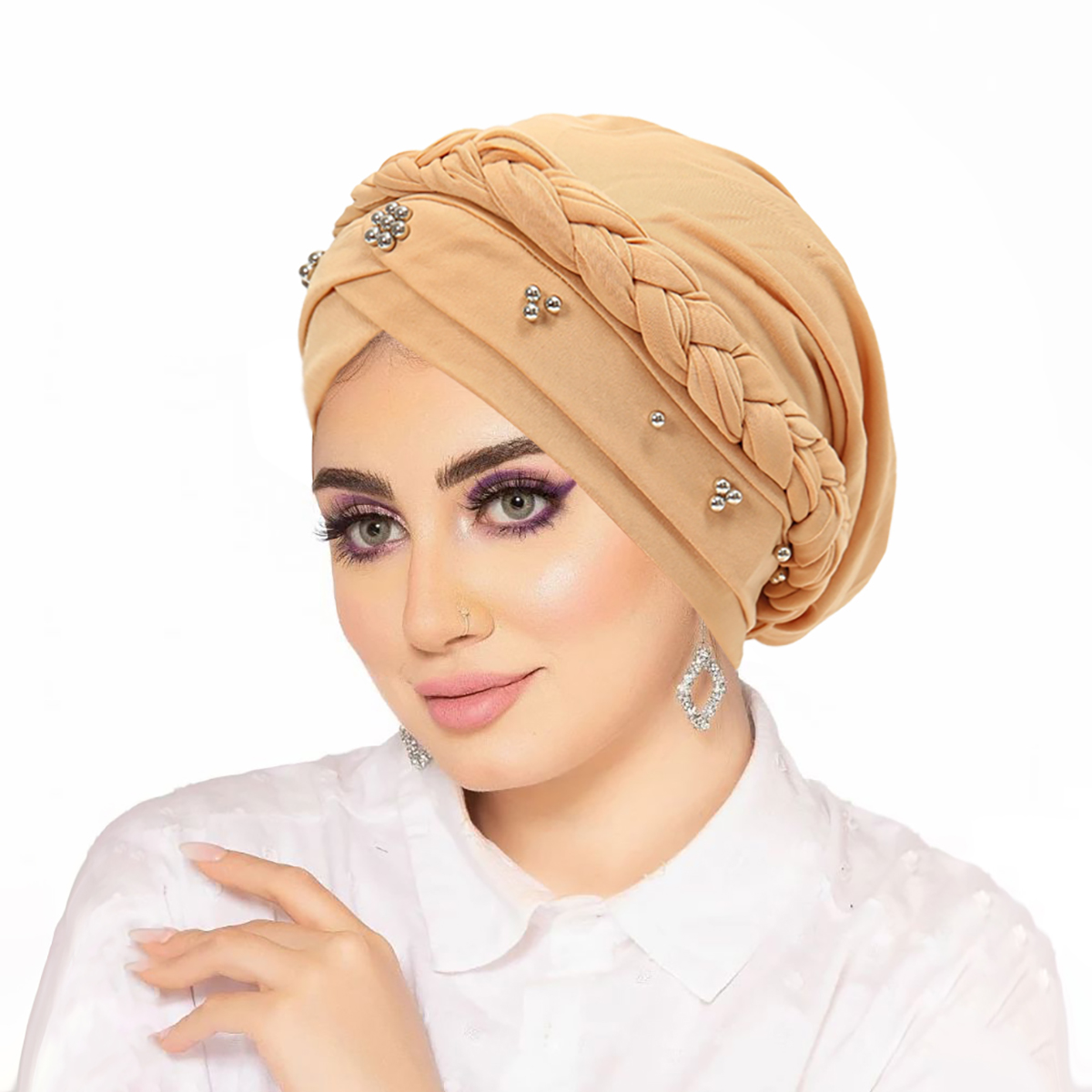 Foulard de tête pour femmes musulmanes couleur unie Turban Bonnet Hijab casquettes perles intérieur Hijabs Femme Musulman arabe Wrap Turbantes