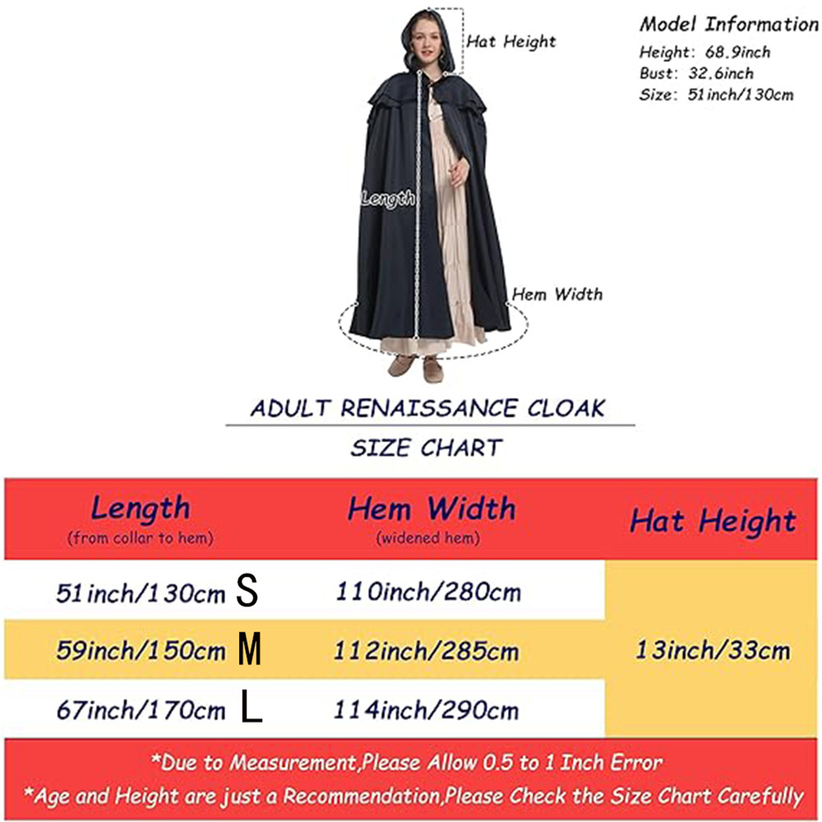 Cape Renaissance à capuche pour hommes et femmes, Cape médiévale pour adultes, Cape Viking pour fête d'halloween