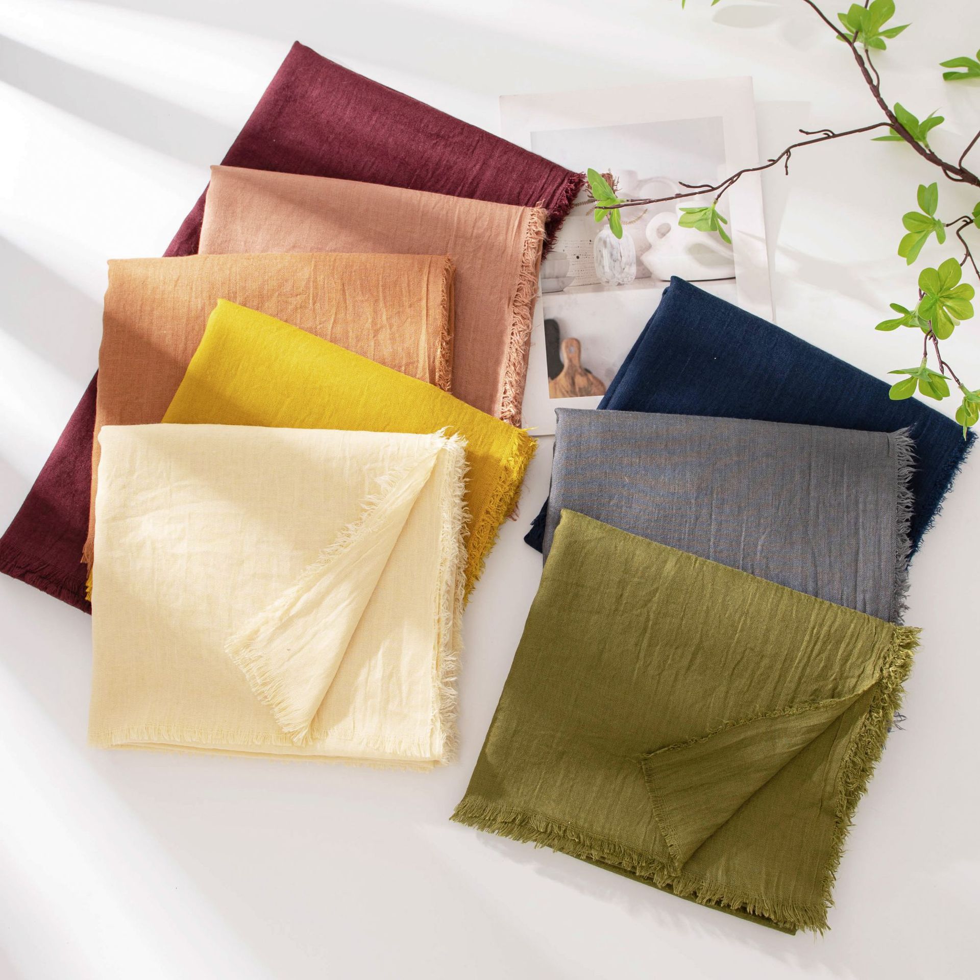 Écharpe en coton et lin pour femme, 69 couleurs, 190*100cm, couleur unie, simple, châle de protection solaire, pour voyage, extérieur, hijab, foulard