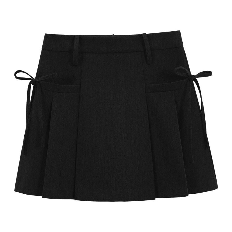 Jupe plissée taille haute pour femme, style A-line, avec détail nœud papillon, mini-jupe d'été