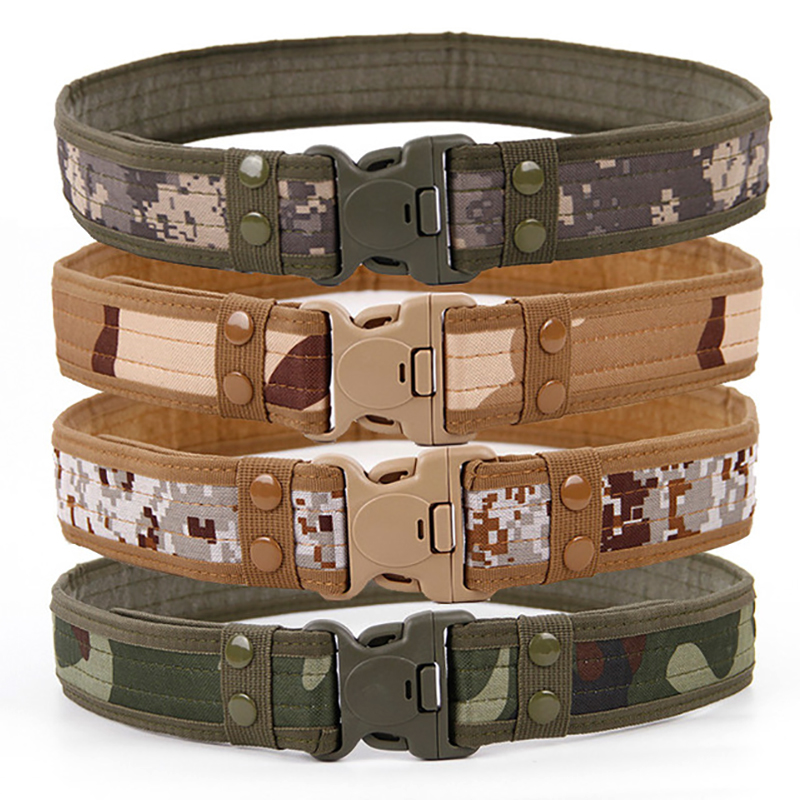 Ceinture tactique à dégagement rapide, nouveau style militaire, ceintures de combat, ceintures en toile tendance pour hommes, ceintures de chasse en plein air camouflage 120 cm