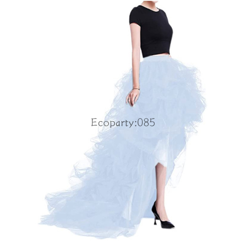 Femmes maille jupe taille haute ceinture élastique haut-bas ourlet Tutu jupe dame Tulle gonflé mariage planification robe jupe vêtements de fête