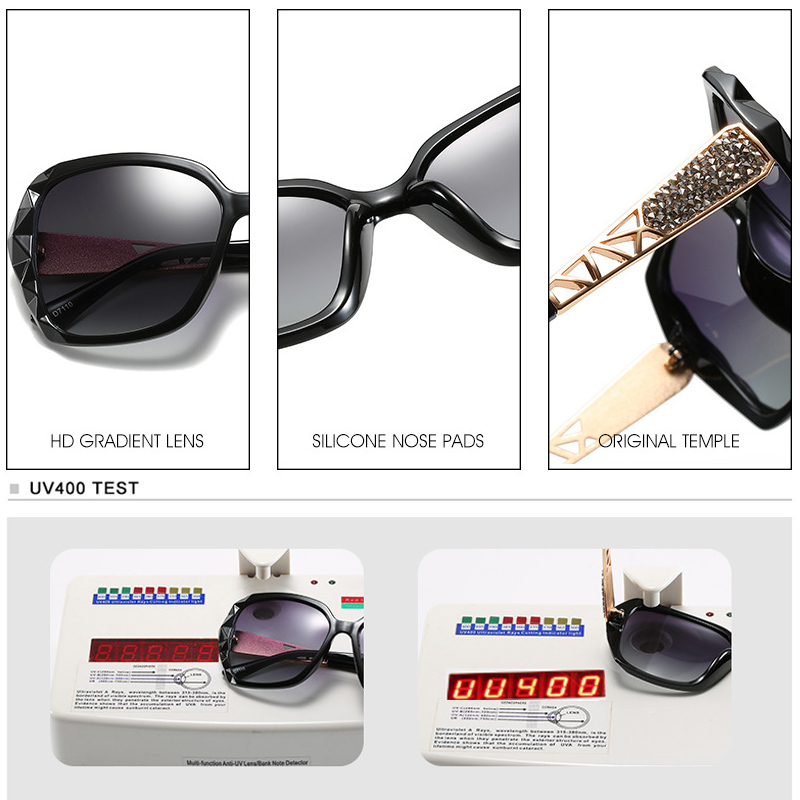 Femmes luxe dégradé surdimensionné lunettes de soleil femmes polarisées carré Vintage lunettes de soleil dames diamant nuances gafas de sol mujer